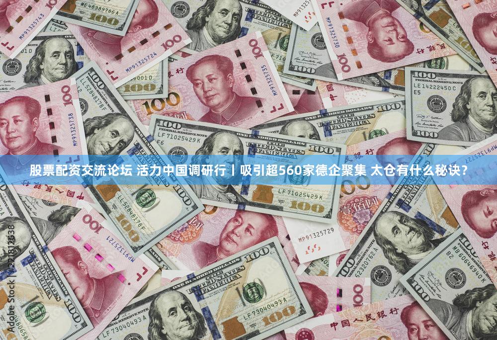 股票配资交流论坛 活力中国调研行丨吸引超560家德企聚集 太仓有什么秘诀？